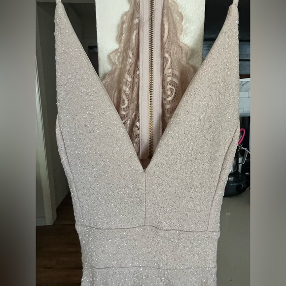 Windsor Evening Dress XS Sparkly Champagne Nude A Line Mini - Picture 7 of 8
